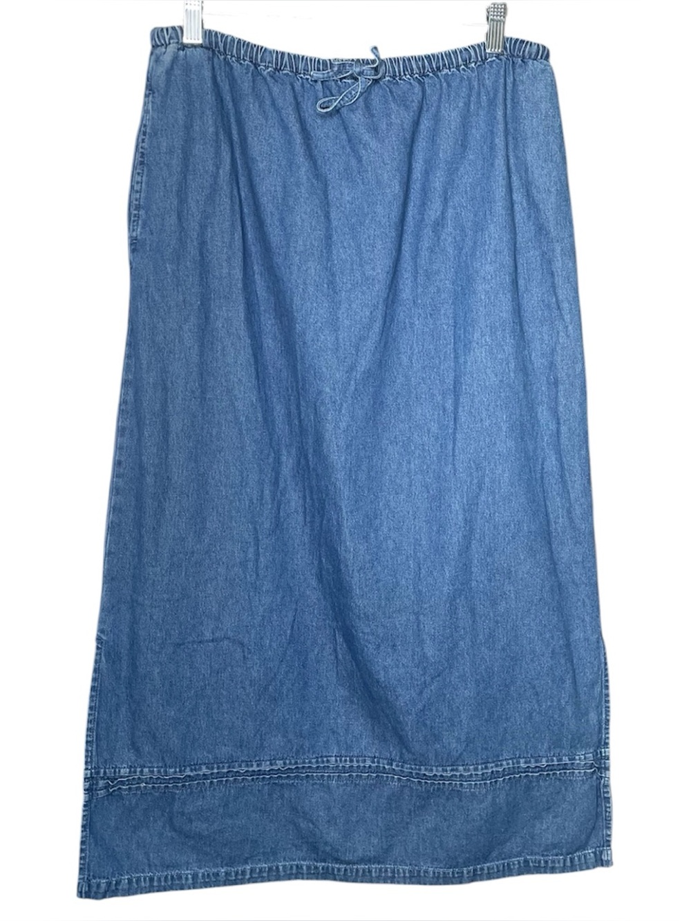 Bobbie Brooks vintage denim 100% cotton tie Jean maxi skirt L